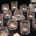 DARJEN Clear Votive Candle Holders Set of 24- Round Glass Candle Holders Bulk for Tea Light Candle, Embossed Candle Votives for Wedding Centerpiece, Various Parties & Home Decor by DARJEN