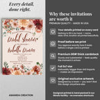 Amanda Creation Fall Bridal Shower Invitations Personalized for Her, 30 5x7 Bridal Shower Invitations with Envelopes, Boho Burgundy Floral - Image 4