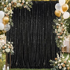 6x8FT Black Curtains Backdrop for Parties, Glitter Sequin Wedding Backdrop - Image 4