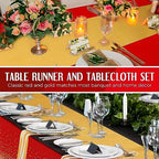 Breling 24 Pack Red and Gold Disposable Tablecloths and Table Runner Set - Image 5
