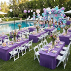 6 Pack Purple Spandex Tablecloths for 6 Foot Rectangle Tables, Wrinkle Free Stretchy Table Cloths 6ft Fitted Table Cover DeskSkirt for Weddings Birthday Party Banquet Baby Shower - Image 7