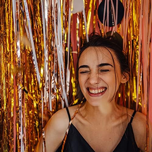 20 Pack Foil Curtain Backdrop Gold Metallic Tinsel Foil Fringe Curtains Photo Booth Props for Birthday Wedding Engagement Baby Shower Bachelorette Christmas Holiday Celebration Party Decorations - Image 3