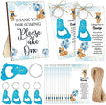 Estune 50 Sets Boy Baby Shower Bottle Opener Favors Bulk Include 50 Pcs Blue Footprint Keychain Bottle Openers with Organza Bags Thank Tags Baby Shower Gender Reveal Party Souvenirs Gifts for Guests by Estune