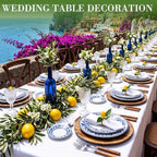 Preboun 24 Pcs White Cloth Napkins 19"x19" with Lemon Napkin Rings - Image 5