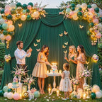 20x10FT Backdrop Curtains with Rod Pockets - Wrinkle Free Photo Stage Backdrop 4 Panels Curtains Drapes for Photography Wedding Party Baby Shower Decorations (Blackish Green) - Image 7