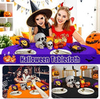 Buryeah 24 Pcs Black, Purple, Orange Round Plastic Tablecloths 84 Inch - Image 4