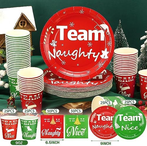 Skylety 200 Pcs Christmas Party Supplies Paper Plate, Serve 50, Team - Image 3