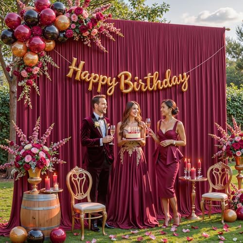 40x10ft Burgundy Backdrop Curtain Panels for Parties - Wrinkle Free Polyester Photo Curtain Backdrop Wedding Back Drop Fabric Drapes for Party Decorations Background for Photography - Image 4