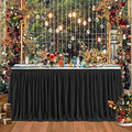 14ft Black Table Skirts for Rectangle Tables Polyester Table Skirt Desk Skirts Ruffle Tablecloth Skirt for Birthday Party Banquet Black Theme Party Wedding Bridal Shower Table Decorations by LittleFunny