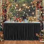 14ft Black Table Skirts for Rectangle Tables Polyester Table Skirt Desk Skirts Ruffle Tablecloth Skirt for Birthday Party Banquet Black Theme Party Wedding Bridal Shower Table Decorations by LittleFunny