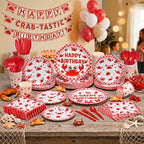 Funnymoom 400 Pcs Crab Boil Birthday Party Supplies for 50 Guest Seafood Disposable Plates Napkin Cup Spoon Fork Knives for Birthday Picnic BBQ Crab Seafood Boil Party Supplies - Image 4