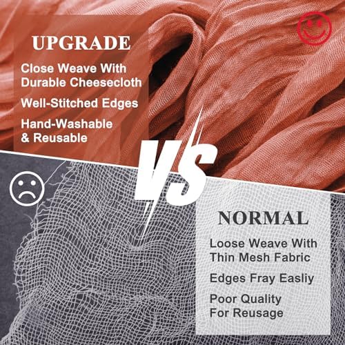 Wokceer Cheesecloth Fall Table Runner Terracotta 10FT Boho Gauze, 12 Pack - Image 4