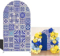 Curved Top Arch Cover Backdrop 4x7ft Mediterranean Portuguese Patchwork Tile Theme Spandex Background for Birthday Wedding Shower Banquet Porcelain Party Decoration by FiVan