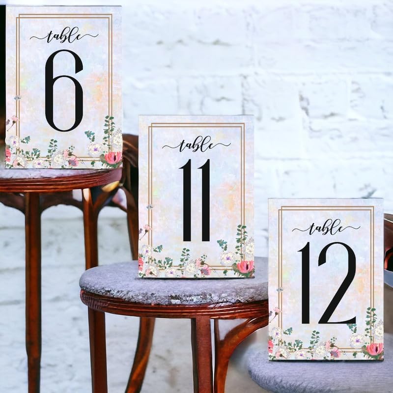 Floral Frame Design Table Number Cards Double Sided Party Table Numbers for Reception Baby Shower Anniversary Birthday Bridal Party 4x6 100 Pcs - Image 4