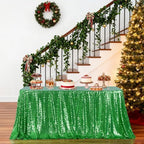 Poise3EHome Green Sequin Tablecloth 90×132 Inch Rectangle Sparkly Fabric Table Cloth for Christmas Baby Shower Birthday Party Wedding Holiday Decoration - Image 4