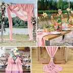 10 Pack 10ft Baby Pink Chiffon Table Runners Wedding Table Runner Sheer Romantic Tulle Table Runner for Christmas Wedding Bridal Tea Party Baby Shower Birthday Party Table Decorations(120 x 12 in) - Image 6