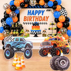 4 PCS Large Monster Truck Birthday Decorations, Monster Truck Party Decorations Cardboard Cutouts, Big Wheel Race Truck Theme Birthday Party Decor for Backdrop Yard Signs Standup Photo Booth Props by Unknown