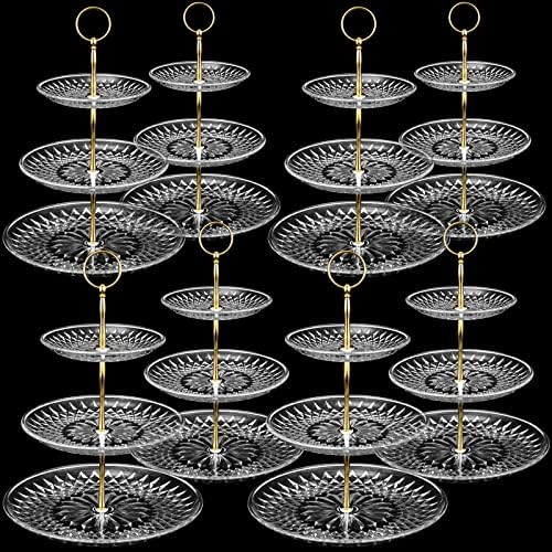 Patelai 8 Pcs 3 Tier Acrylic Cake Stand, Clear, Golden by Patelai