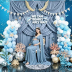 20x14ft Dusty Blue Backdrop Curtains for Wedding Party, 4 Panels 14 ft Long Back Drop Cloth, Wrinkle-Free Polyester Drapes for Birthday, Baby Shower, Stage Photography Background - Image 5