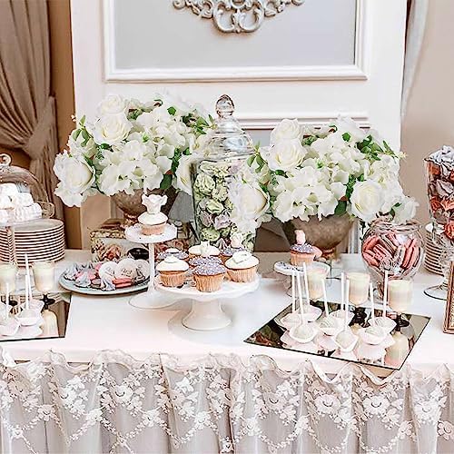 BLOSMON Faux Flower Balls Table Centerpieces, 2 Pcs, White, 14.2" Diameter - Image 2