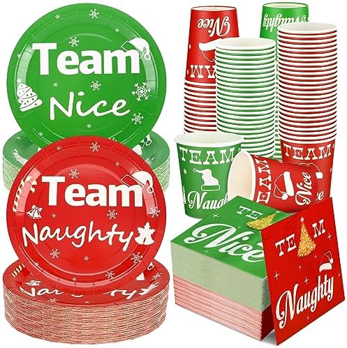 Skylety 200 Pcs Christmas Party Supplies Paper Plate, Serve 50, Team by Skylety