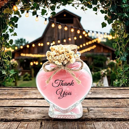 Wedding Favor guest Bulk, Set of Heart Glass Candle Party with custom sticker and dried flowers Bridal Party, Baby shower gifts (Pink, Set of 50) - Image 3