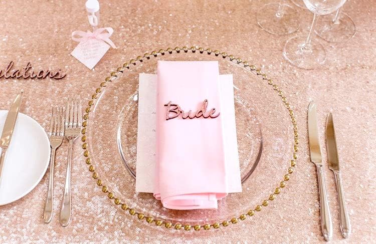 QueenDream Rose Gold Table Cloth 90x132 Inch Sequin Tablecloth for Wedding Baby Shower Ceremony Birthday Cake Table Holiday Banquet Decorations - Image 3