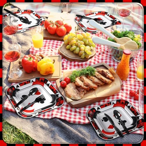 350 Pcs Casino Paper Plates and Napkins Set Disposable Serve 50 - Image 6