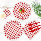 Vyntra 350-Pc Red Gingham Paper Plates and Napkins Party Supplies - Image 6