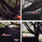 Barcelonetta | Chiffon Fabric | Decoration, Drapery Fabric | Halloween Decoration | for Arbor, Arch, Canopy, Table and Chair Decoration (Black, 10 Yards) - Image 5