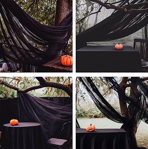 Barcelonetta | Chiffon Fabric | Decoration, Drapery Fabric | Halloween Decoration | for Arbor, Arch, Canopy, Table and Chair Decoration (Black, 10 Yards) - Image 5