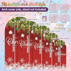 Modern Christmas Pine Branch Ball Strip Arch Backdrop Cover 7.2 ft 2 Sided Wedding Arch Covers Stretchy Backdrop Round Top for Birthday, Party, Baby Shower Decorations - Image 6