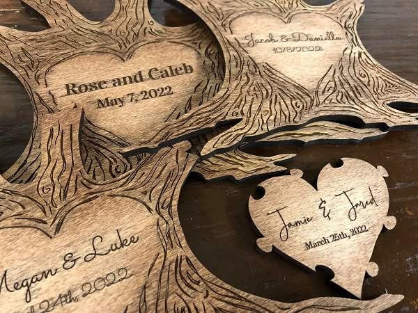 HAVOLY Personalized Wooden Tree Puzzle Wedding Guest Book Alternative | Custom Engraved Sign in Book Great For Anniversaries, Birthdays, Quinceaneras, Bar/Bat Mitsvahs, Family Reunions, & All Events - Image 4