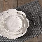 3-Tier Porcelain Cupcake Stand Serving Tray - White Embossed Elegant Dessert Cake Stand - Pastry Serving Stand for Tea Party, Wedding and Birthday - Image 4