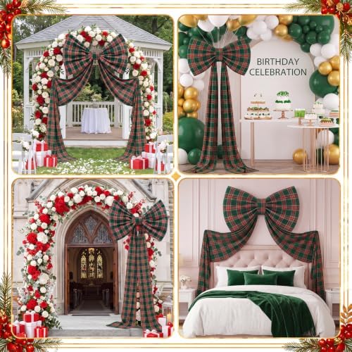 Riceshoot 32x250 Inch Christmas Tartan Plaid Green Bow, Giant Decorations - Image 6