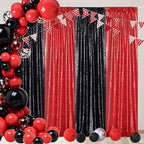Poise3EHome Red Sequin Backdrop Curtains,4 Panels 2FTx8FT Glitter Background for Party Birthday Party Baby Shower Wedding Christmas Thanksgiving Holiday Festival Decor - Image 2