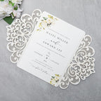 20Pcs Personalized Wedding Invitation, Customized Ivory Laser Cut Invitation Cards With Envelopes Rhinestone Pearls and Ribbons For Wedding XV Anos Quinceanera Invitation - Image 4