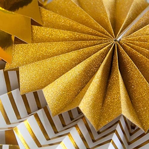Party Decorations 8 Pcs Gold Paper Fans Set Graduation Birthday Baby Shower New Home Decoration Party DIY Decor - Image 2