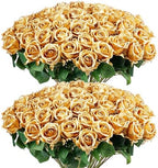 Auihiay 60PCS Gold Rose Artificial Flowers, Faux Silk Roses by Auihiay