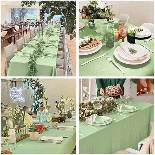 4 Pack Rectangle Tablecloth 90x132Inch Sage Green Washable Polyester Table Cover for Wedding Dining Table Buffet Parties Banquet Decoration - Image 6