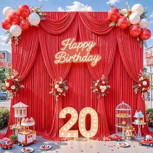 30x10ft Red Backdrop Curtain for Parties Wrinkle Free Fabric Backdrop Curtain Birthday Party Photo Backdrop Drapes for Wedding Baby Shower Bridal Shower Photography Back Drop 6 Panels 5x10FT - Image 4