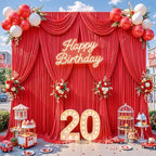 30x8ft Red Backdrop Curtain for Parties Wrinkle Free Fabric Backdrop Curtain Birthday Party Photo Backdrop Drapes for Wedding Baby Shower Bridal Shower Photography Back Drop 6 Panels 5x8FT - Image 4