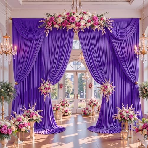 50x12ft Purple Backdrop Curtains for Baby Shower Parties Wrinkle Free Fabric Backdrop Curtain Wedding Photo Drapes Backdrop for Birthday Party Bridal Shower Photography Back Drop 10 Panels 5x12FT - Image 4