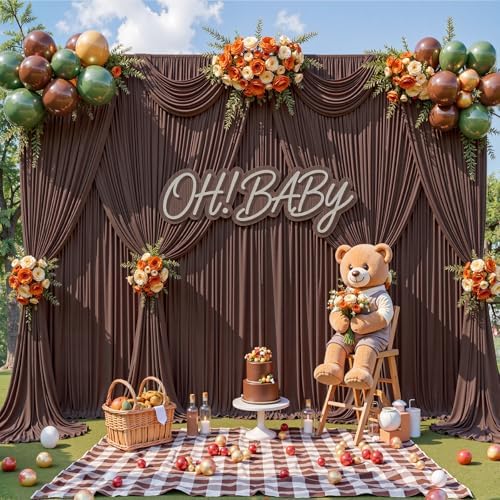 30x15ft Brown Backdrop Curtains for Parties Wedding Photo Wrinkle Free - Image 4
