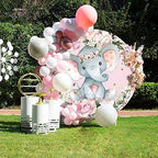 6.5x6.5ft Elephant Baby Shower Round Backdrop Watercolor Pink Floral Photography Background Circle Backdrop Cover Girls Birthday Newborn Gender Reveal Party Decoration Banner Photo Booth Props - Image 4