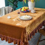GLORY SEASON Velvet Tablecloth Luxurious Solid Rectangle Table Cloth,Oblong Retro Farmhouse Ruffle Tablecloths Washable Table Cover for Party Wedding Baby Shower Kitchen Dinning Tabletop Decoration - Image 5