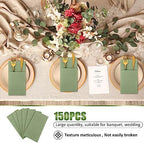 Cindeer 150 Pcs Sage Green Linen Dinner Napkins with Built in Flatware - Image 5