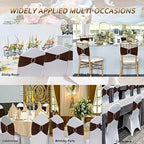 Brown Chair Sashes 50 Pack, Spandex Brown Chair Bows Bands with Buckle Slider for Folding Chairs Wedding Party Birthday Decor, Chair Ties - Image 4