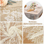 Set of 2 Ivory Lace Tablecloths Rectangle Chic Wedding Embroidered Fabric - Image 3