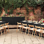 Besutolife 8ft Black Tablecloths Rectangle Spandex Tablecloth Wrinkle-Resistant Ruffles Design for Banquets Parties Wedding Dining Table - Image 6